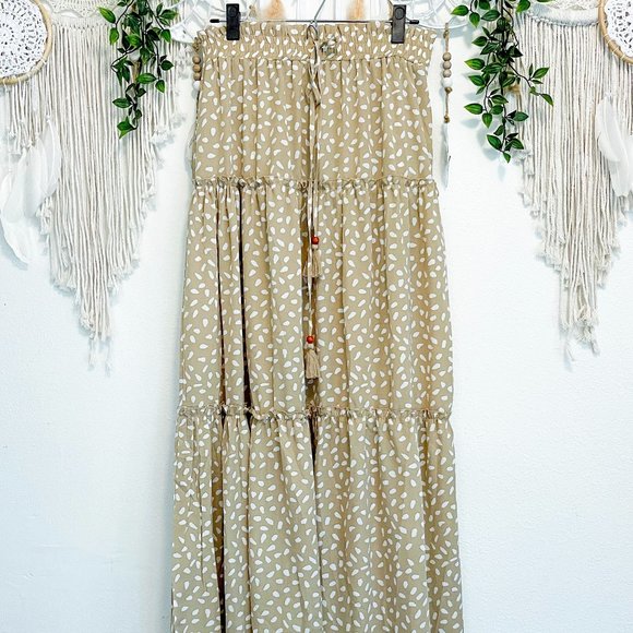 Neutral Drawstring Maxi Skirt - Picture 2 of 4
